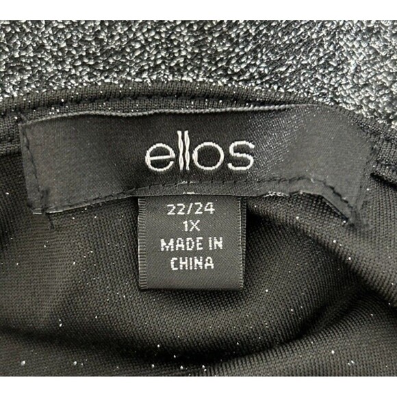 Ellos Black & Silver Metallic Pullover Elbow Sleeve Blouse Plus Size 1X (22/24) - Picture 3 of 9